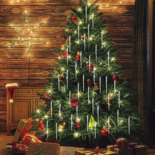Vista 343 de 30 piezas de carámbanos de plástico retorcidos de plástico de carámbanos de Navidad, decoración colgante para árbol de Navidad, fiesta de Navidad