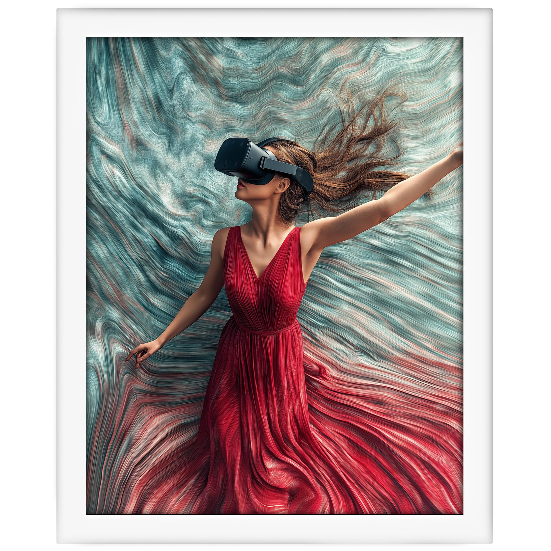 Posterizer 1 pcs - colorful virtual reality VR themed poster -1 - Fantasy & Fiction Art - Gift for gamers - Decor for Game Room or Man Cave - 8x10 framed wall art