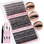 Focipeysa Eyelash Extension Kit 300pcs Lash Extensions 50D 70D 90D Eyelash Extension Full Volume Lash Clusters 10-16mm DIY Lash Extension with Waterproof Lash Bond and Seal for Makeup