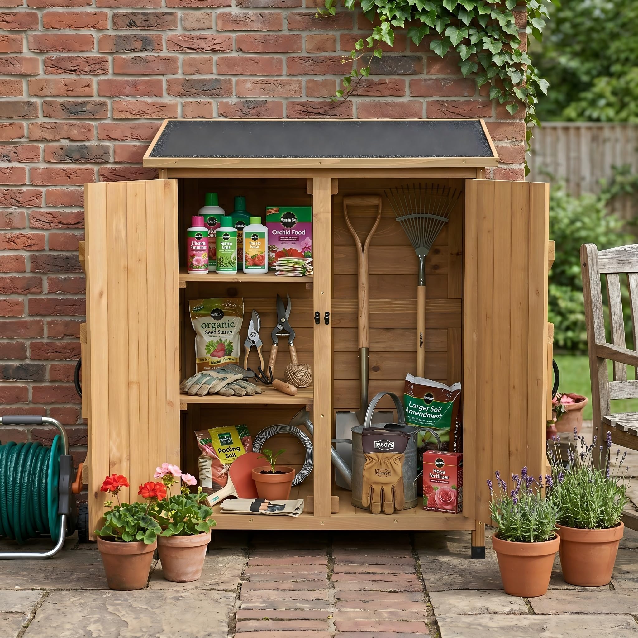 Amazon | 物置 屋外 小型 木製 倉庫 庭 ベランダ 収納 小屋 ガーデン