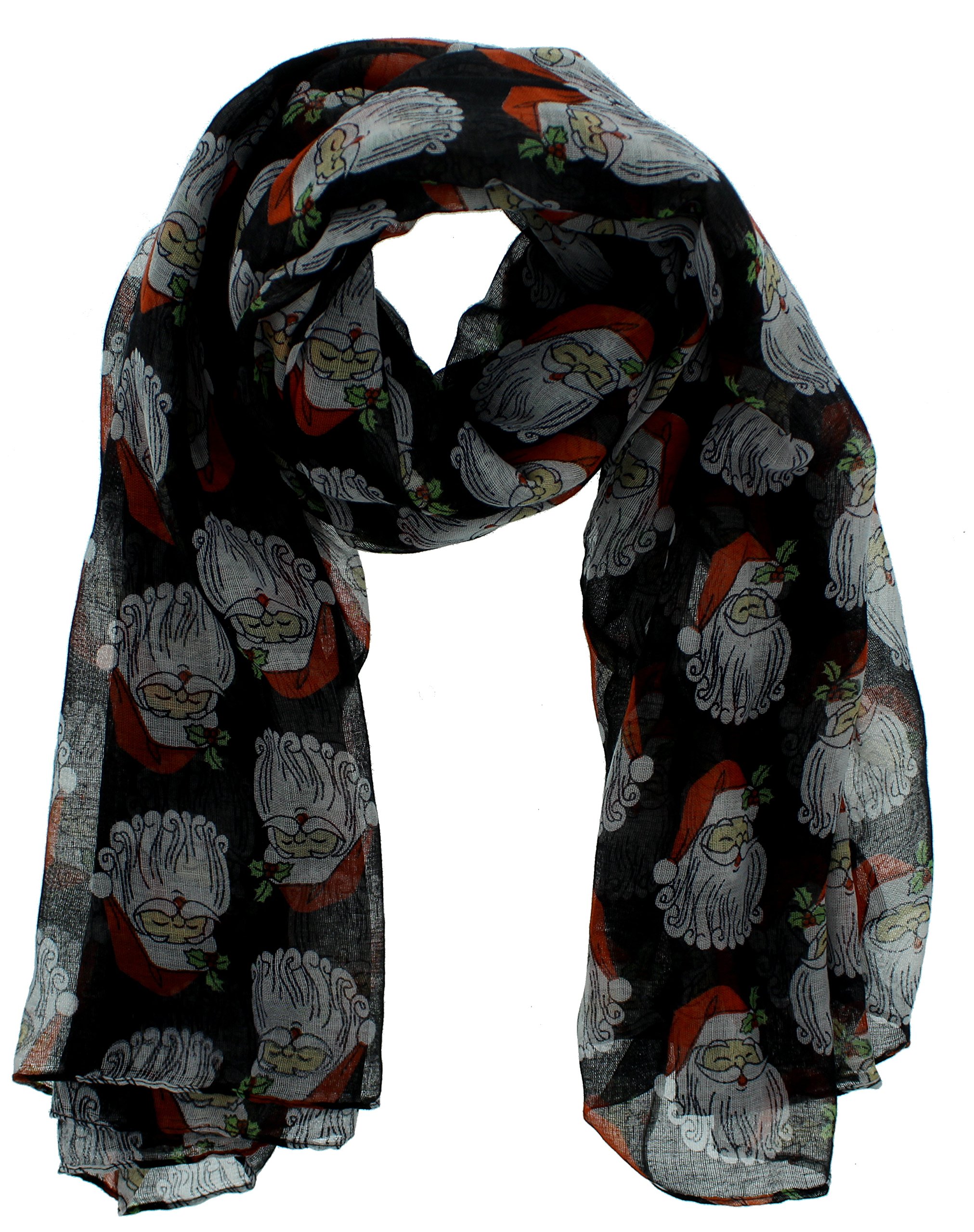 Zac's Alter Ego Black Father Christmas/Santa Claus Print Scarf