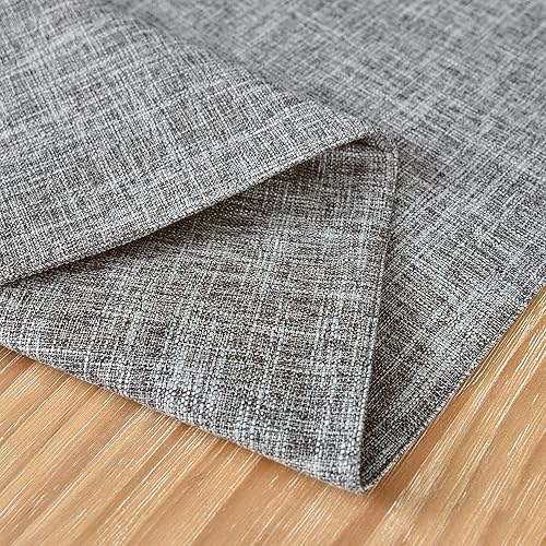 Miniatura 4 de Camino de mesa rústico de lino sintético, color gris neutro, doble capa, reversible, rectangular, para uso diario, cocina, comedor, banquete,