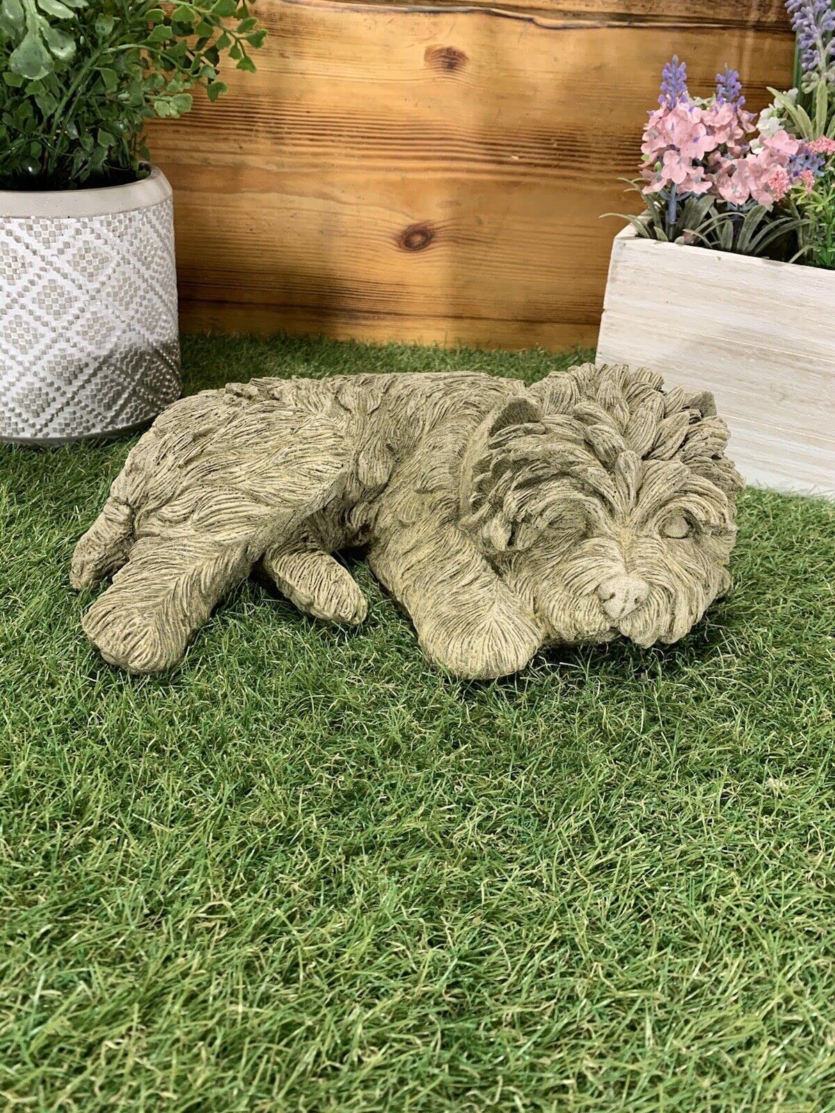 J and L Stone Ornaments STONE GARDEN DETAILED TERRIER WESTIE YORKIE DOG GIFT STATUE ORNAMENT