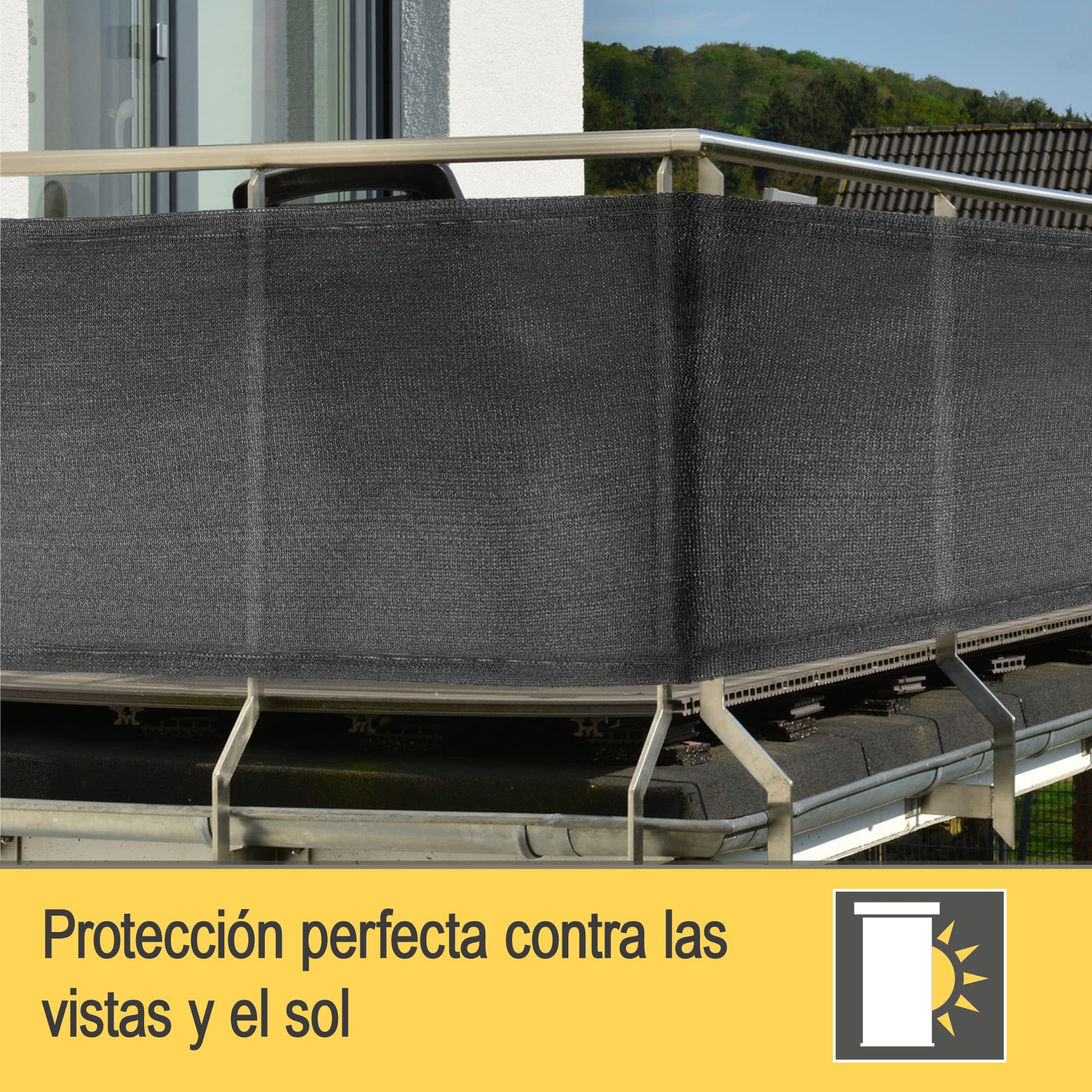 Sol Royal Malla Ocultacion Jardin Exterior 25m x 1,8m - Malla sombreo 165 g/m² - Tela Ocultacion Antracita para Jardín, Huerto, Balcón y Vallas - SG80