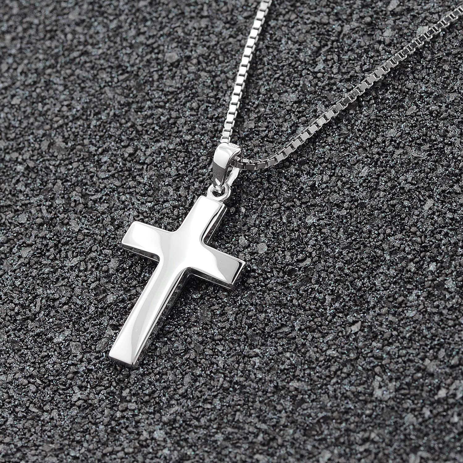 trendor Herren-Halskette mit Kreuz 27 mm Sterlingsilber 925 08474