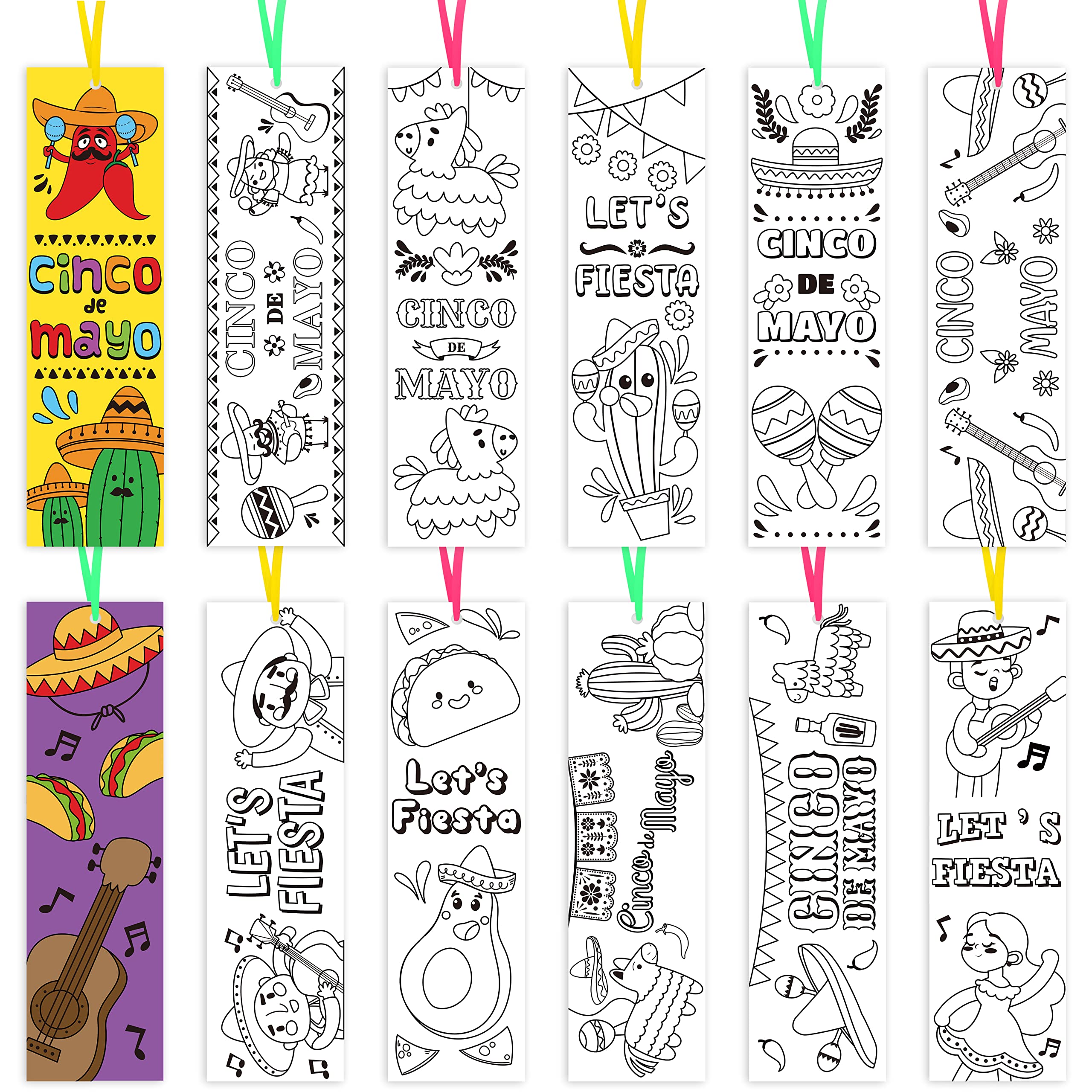 buy-haooryx-75pcs-fiesta-color-your-own-bookmarks-mexican-party-cino