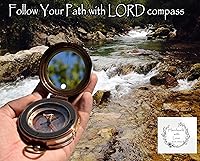 Vista 5 de Confía en el Señor con todo tu corazón - Cita grabada de Proverbios 3:5-6 Brújula con caja de madera, tarjeta de felicitación, brújula de regalo