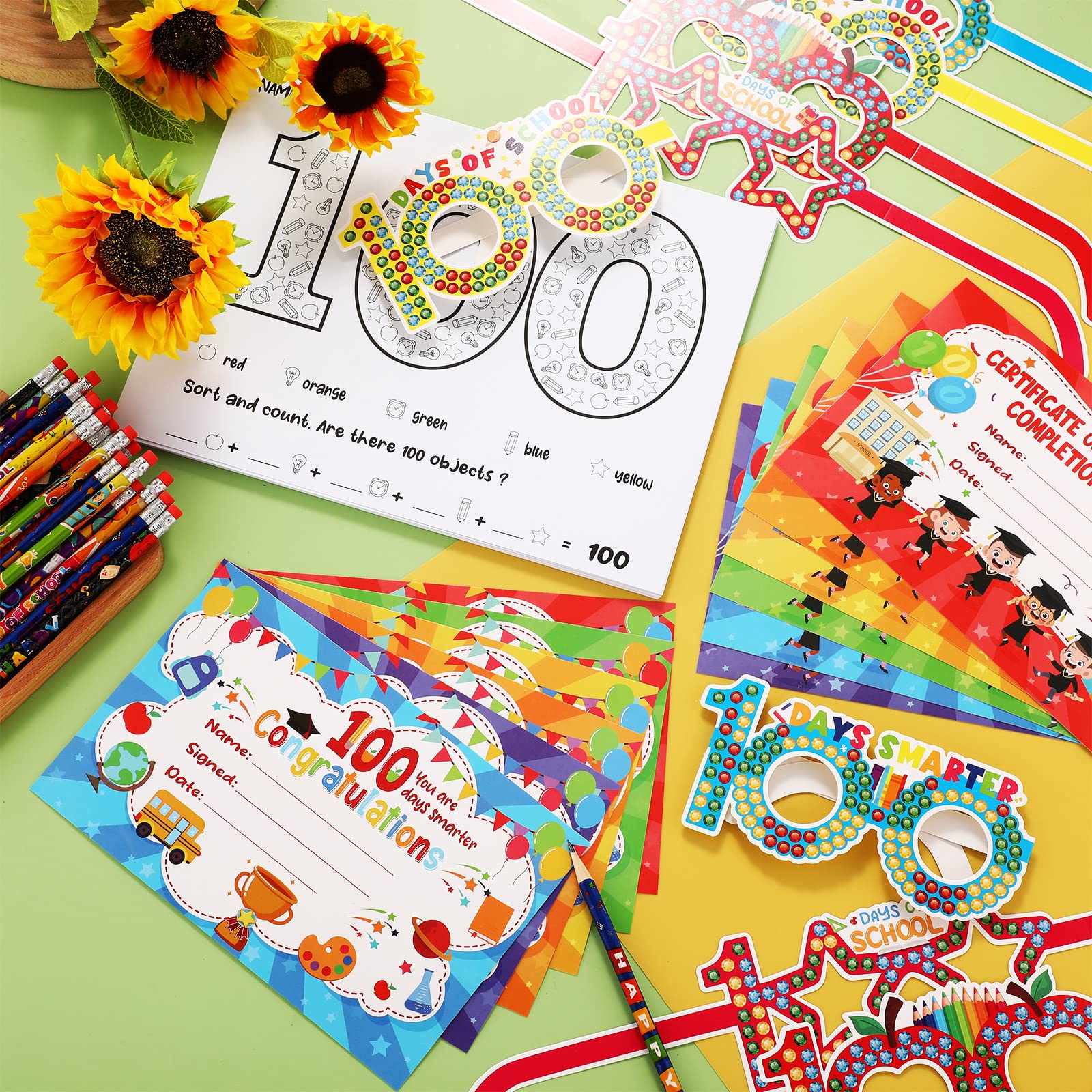 AmazingSpark 100 Set Inspirierende Regenbogen-Bleistifte – Mit Lesezeichen Für Schüler & Lehrer