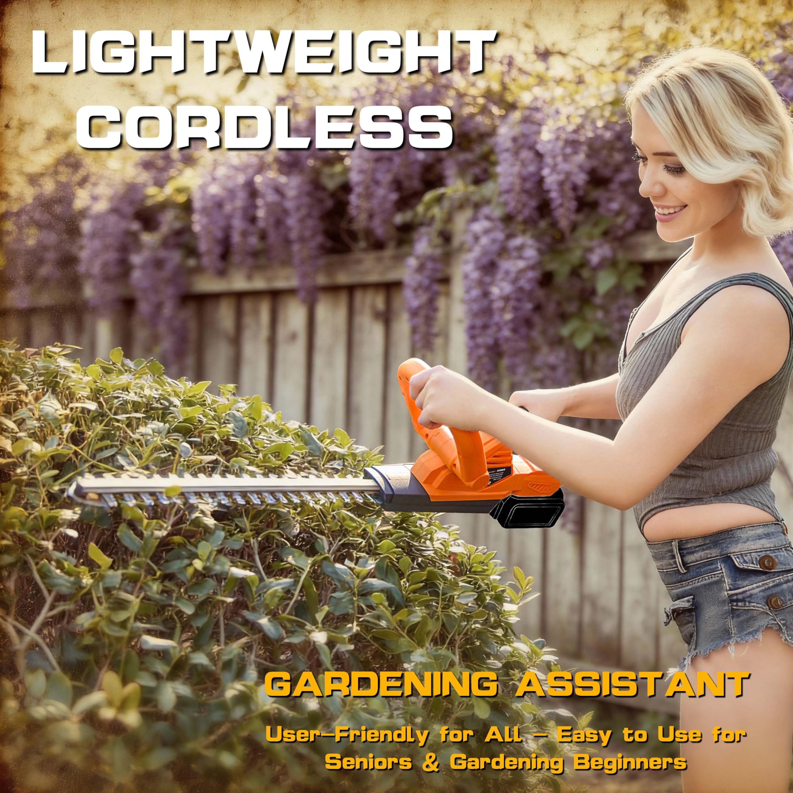 IRONFIST Cortasetos inalámbrico, compatible con baterías DEWALT de 20 V MAX, cortador de setos eléctrico sin escobillas de 20 pulgadas, ligero y portátil para setos, arbustos y arbustos (batería no