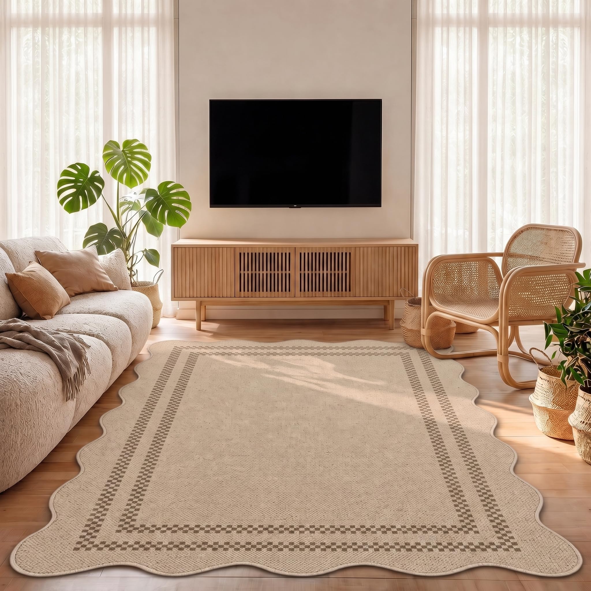 LITTLE TREE Vintage Brown Rug 160 x 230 cm Jute Look Non-Slip | Non-slip, soft outdoor rug, weatherproof for living room, dining room, bedroom and kitchen, Oeko-Tex