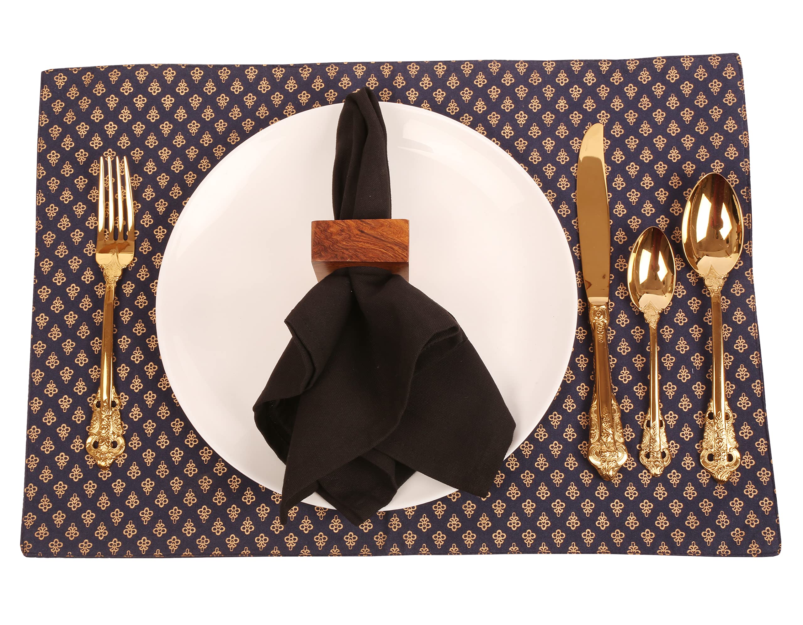 Servilleteros de Madera Natural finamente Hechos a Mano con Forma Cuadrada de Gran tamaño para Mesa de Comedor en Tono Natural (Juego de 6).