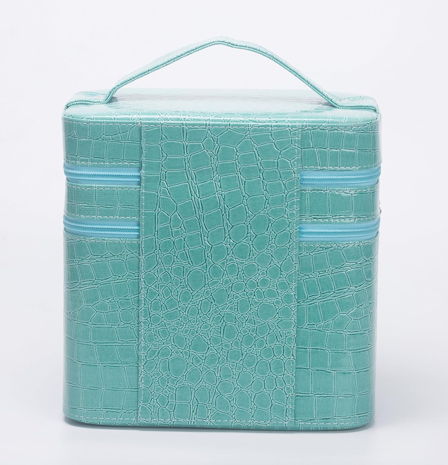 HOYOFO Mirror Double Layer Makeup Case Storage Bags Cases Set Cosmetic Bag Sky Blue