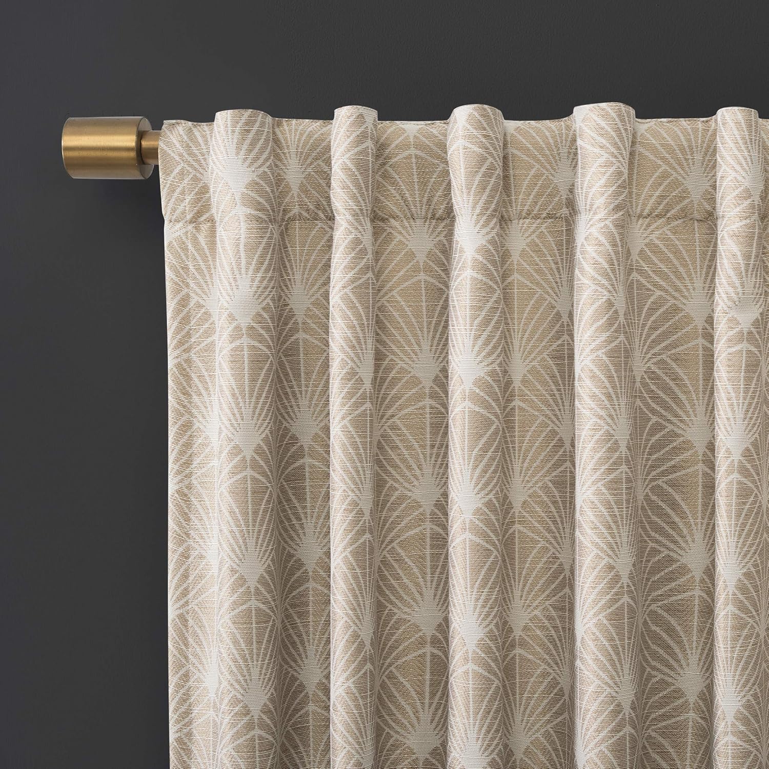 Scott Living Montauk Art Deco Total Blackout Back Tab Curtain Panel, 50" x 84", Linen