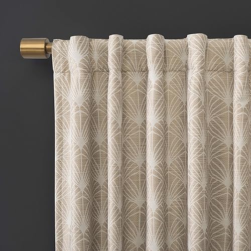 Vista 3 de Scott Living Montauk Art Deco Total Blackout - Cortina con pestaña trasera, 50 x 96 pulgadas, lino