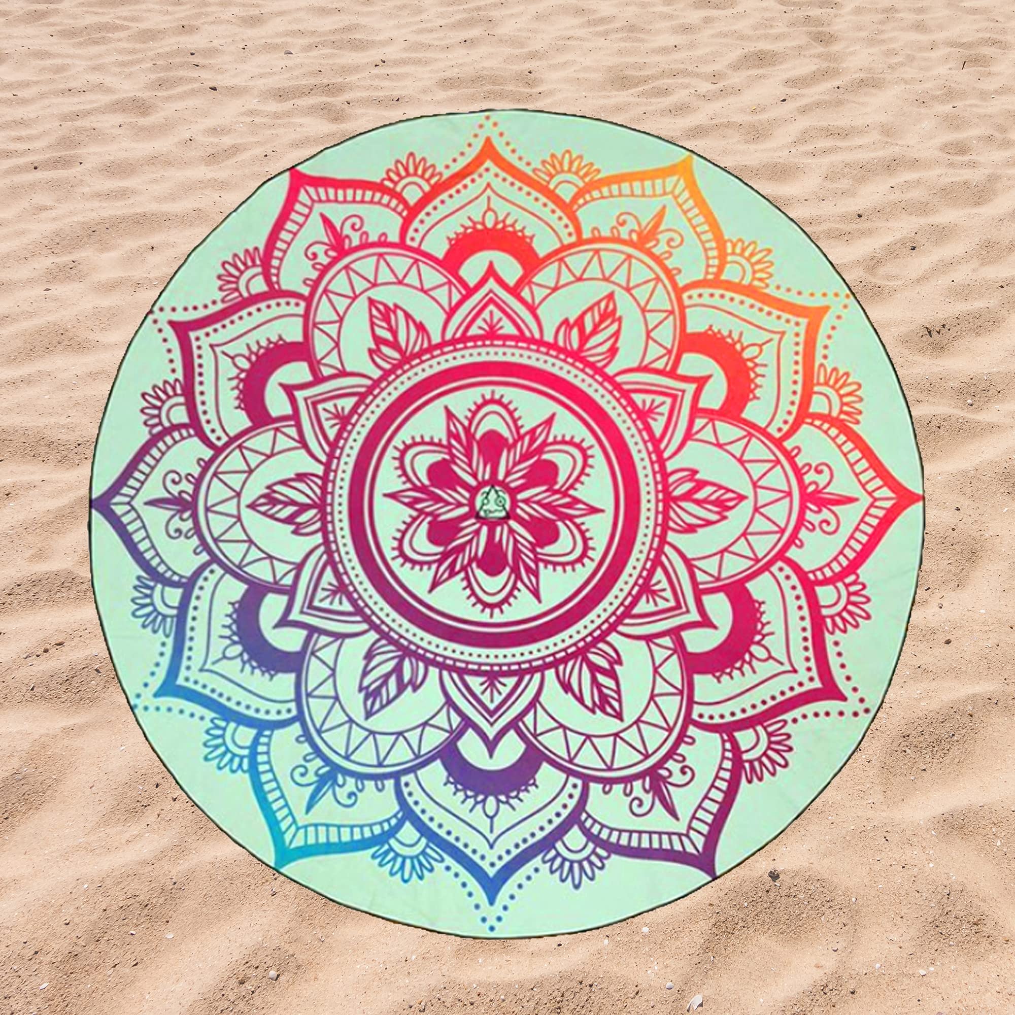 BE CRAZY THE BRAND Toalla de Playa Microfibra Mandala Rosa 149 cm de diámetro