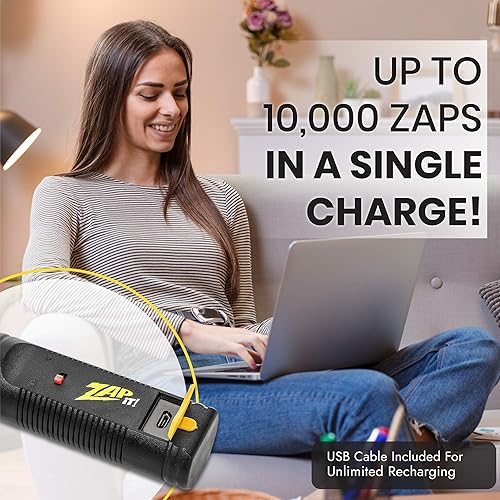 Miniatura 5 de ZAP IT! Bug Zapper - Raqueta exterminadora de insectos recargable con atracción de luz azul, 4,000 voltios, cable de carga USB