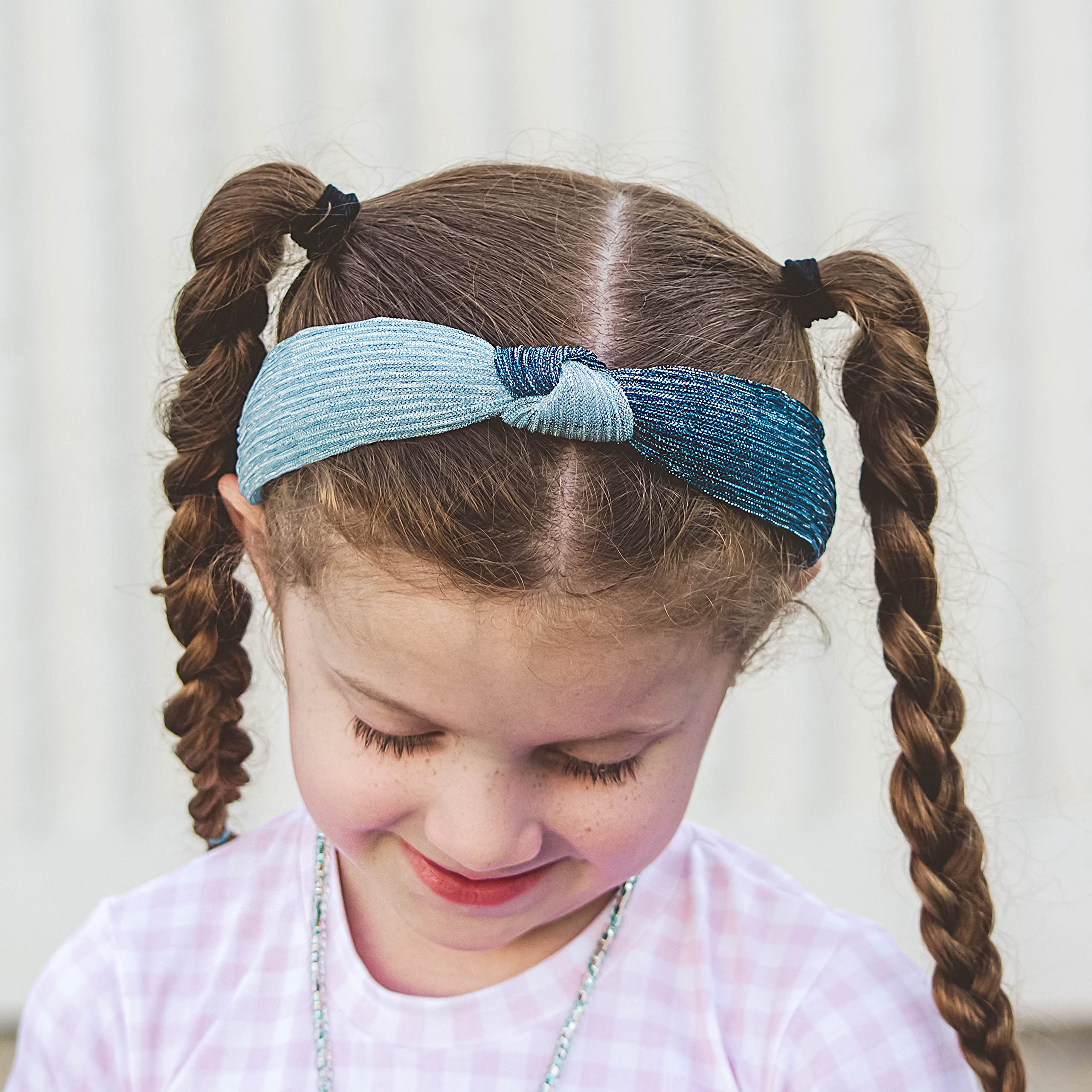 Assorted Kids Knotted Fabric Headbands - Blue, Green, Black, Peach, Gray Amazon.com : FROG SAC Sequin Knot Headband for Girls, Blue  main image 4