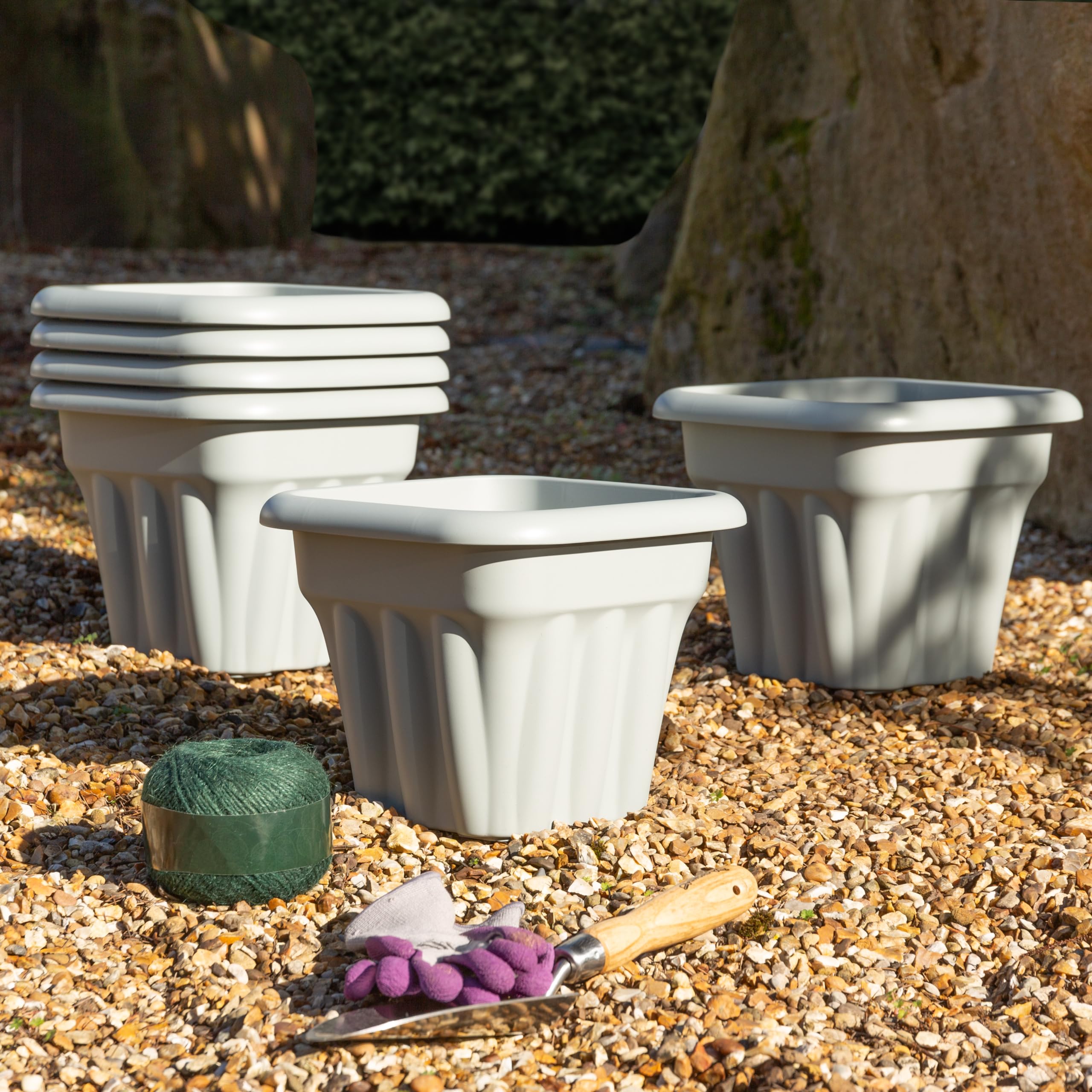 Wham Upcycle Grey Vista 6 X 25Cm Square Plastic Garden Planters | 100% Recycled Plastic | Weather Resistant & Lightweight | Indoor & Outdoor Use | Drainage In Uk