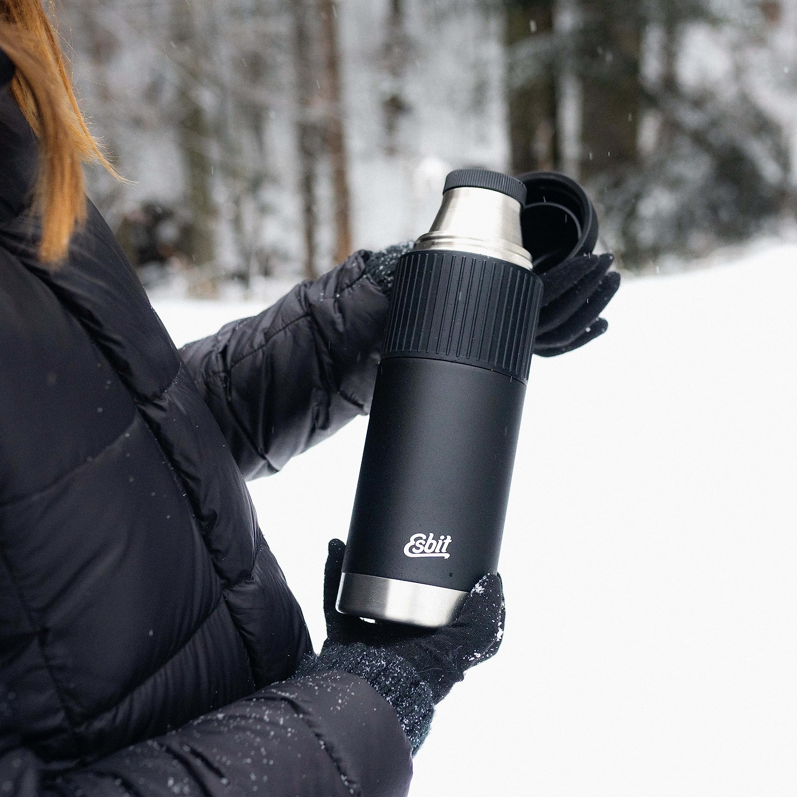 Esbit vf1000sc de SL BK Escultor con manguito, acero inoxidable, Negro – Termo, 1 L)
