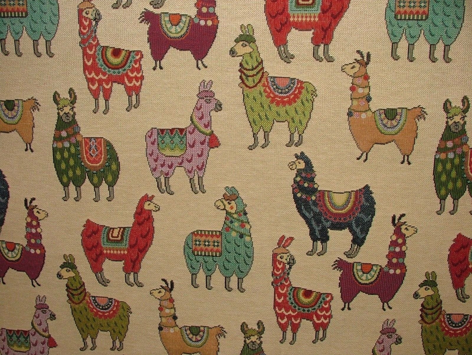 Pandoras Upholstery Multicolor Animal Tapestry Llama/Alpaca Designer Fabric Ideal For Upholstery Curtains Cushions Throws (A4 Sample)
