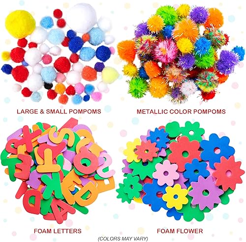 Miniatura 6 de Dragon Too Mega Kids - Kit de tarros de manualidades y suministros de arte, juego de más de 1000 piezas, folleto de instrucciones incluido -