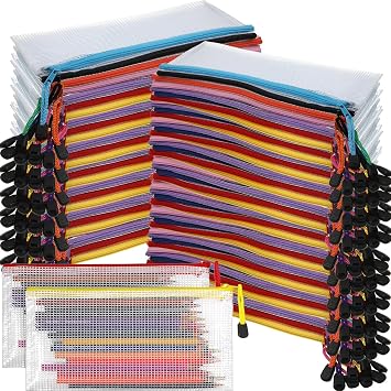 Harloon 150 Pack Pencil Pouch Bulk Gifts Graduation Mesh Zipper Pencil Cases 9.5 x 4.5 Inch Small Clear Holder Storage Multipurpose Cosmetics Toiletry Bags for Office Bill Travel10 Colors