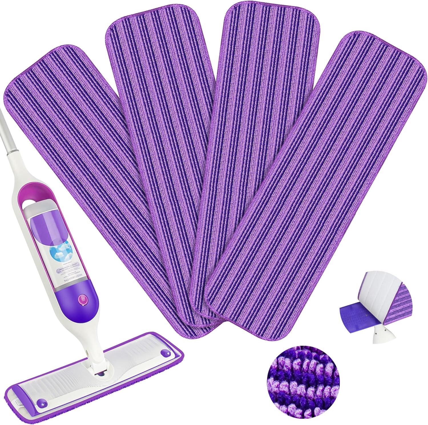 4X Reusable Mop Pads Compatible with Swiffer PowerMop