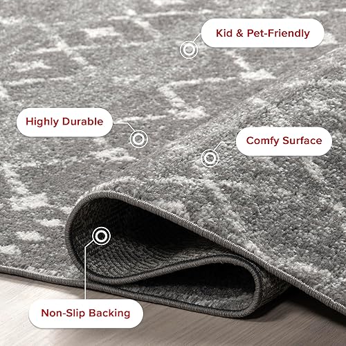 Miniatura 4 de nuLOOM - Alfombra marroquí Blythe, 4 pies x 6 pies, ovalada, gris oscuro