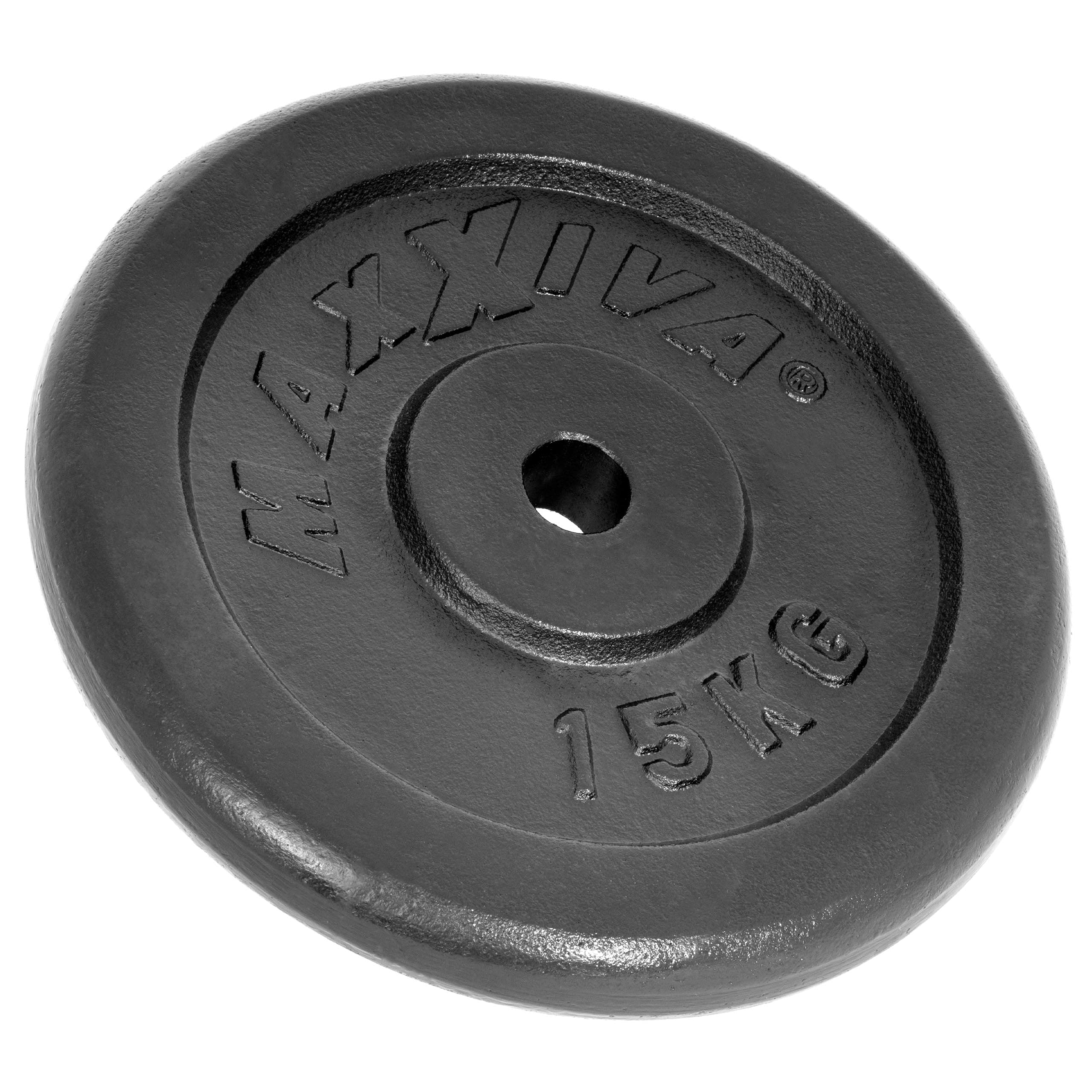 Hantelscheiben 2er Set Gewichtsplatte je 15 kg 100% Gusseisen schwarz 30 kg Fitness Krafttraining Bodybuilding Workout Gewichtheben Reha