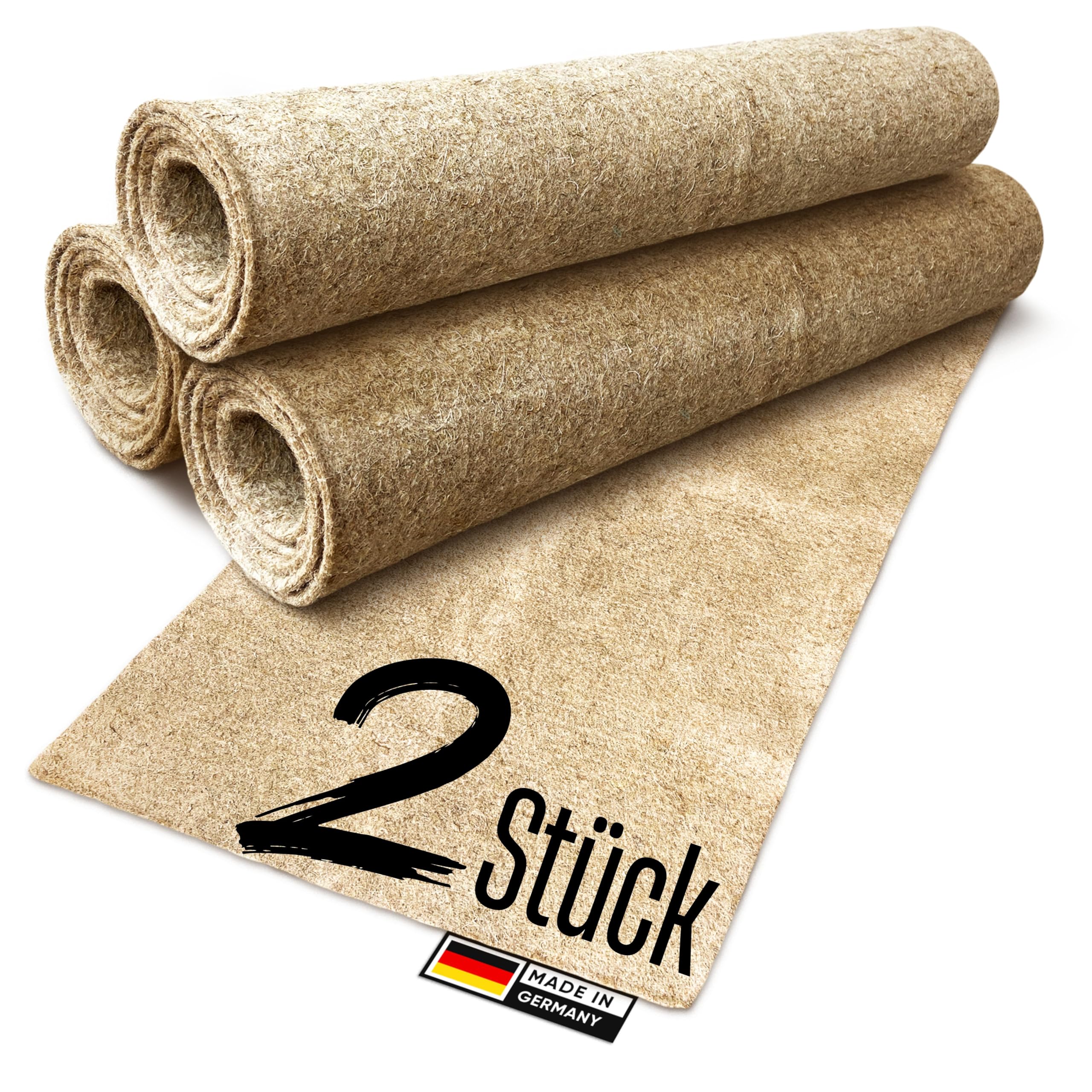ProFlora® Nagerteppich aus 100% Hanf - Biologisch abbaubare Hanfmatten für Nager wie Kaninchen, Meerschweinchen und Hamster (100 x 50 cm, 5 mm dick, 2 Stück)