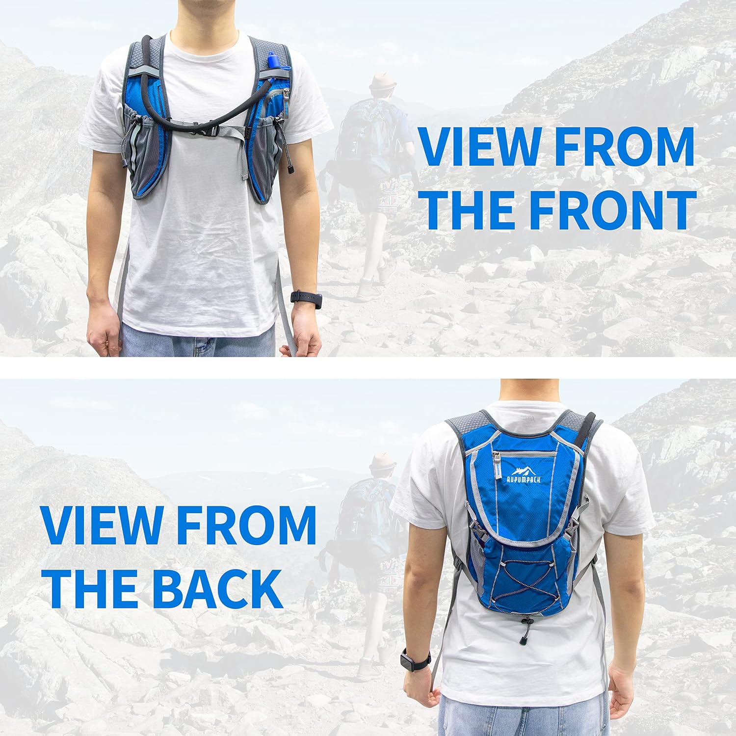 RUPUMPACK Hydration Vest Backpack Small: Running Hydration Vest Pack with 2L Water Bladder - Lightweight Water Hydro Vest Backpacks for Men Women Trail Cycling Biking Hiking Rave Festival