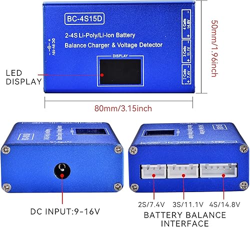 Miniatura 2 de Cargador de batería Airsoft, cargador inteligente de equilibrio de litio/iones de litio para batería de 11.1 V 7.4 V 14.8 V 2S 3S 4S con comprobador