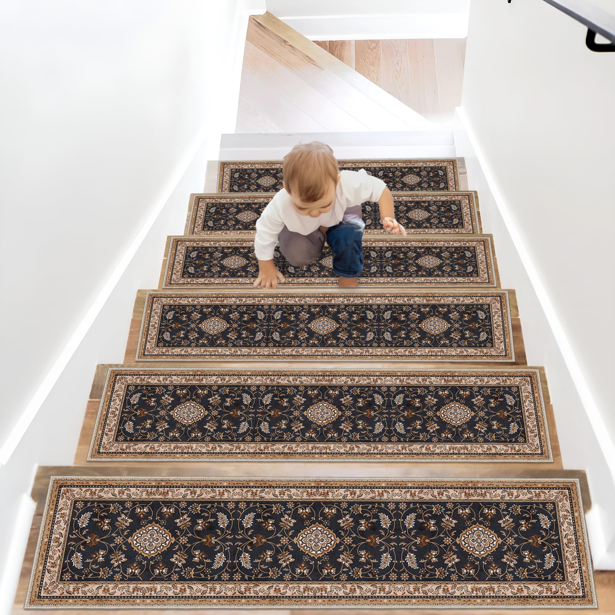 Carpet For Stairs BEQHAUSE Stair Treads For Wooden Steps Non-Slip Machine Washable  Carpet Stair Treads Stairs Carpet, image size:2000x2000