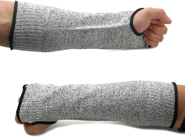 Heat Cut Resistant Sleeve with Thumb hole, One Pair Kevlar Arm Protection, Anti-cut Protective Arm Sleeves for Cooking, Glass Manufacturing, Steel Manufacturing, Knife And Blade Sharpening