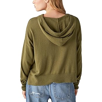 【DEARMINE】Net Soft Hoodie Lucky Brand Women's Cloud Soft Hoodie, Wintermoss, X-Large
