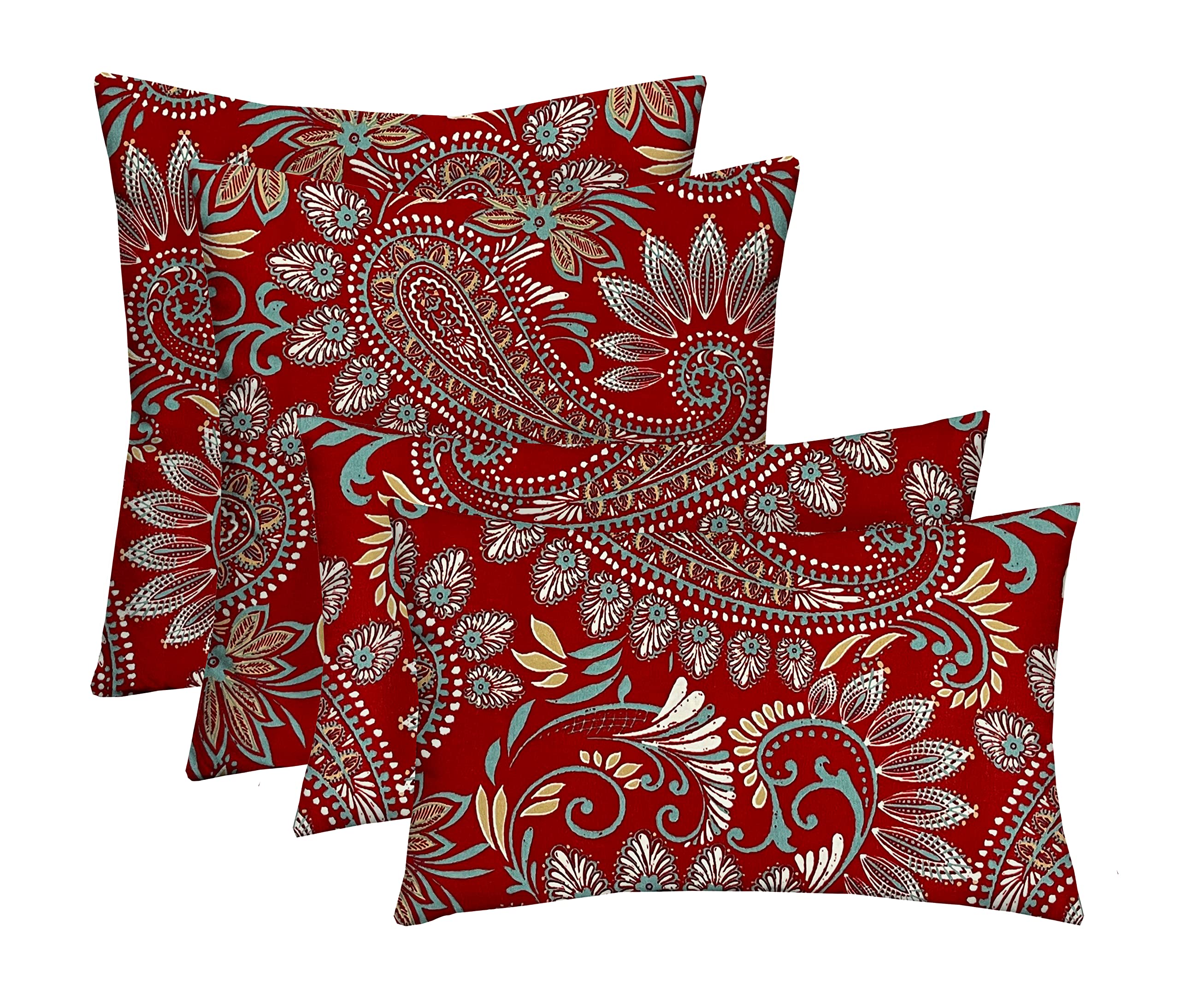 RSH Décor Indoor Outdoor Set of 4 Pillows Square and Lumbar Pillows, Choose Size and Color, (17