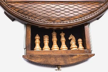 Big Round Chess Set with Storage Luxury Unique Chessboard Inlaid Chess Large 23.6 inch