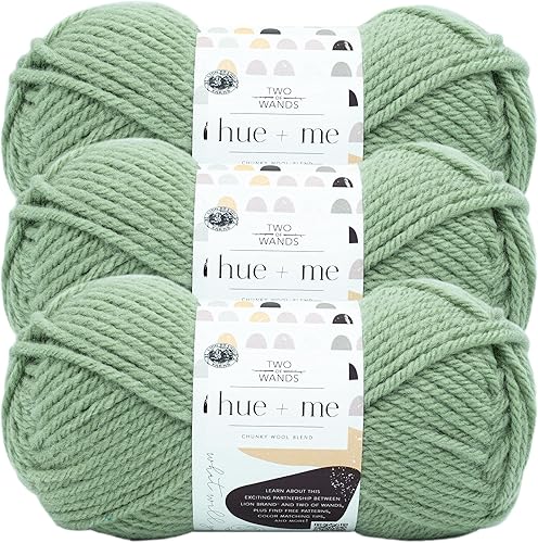 Vista 83 de Lion Brand Yarn, Hue + Me - Hilo grueso para tejer a ganchillo, tejer y manualidades, agave, paquete de 3