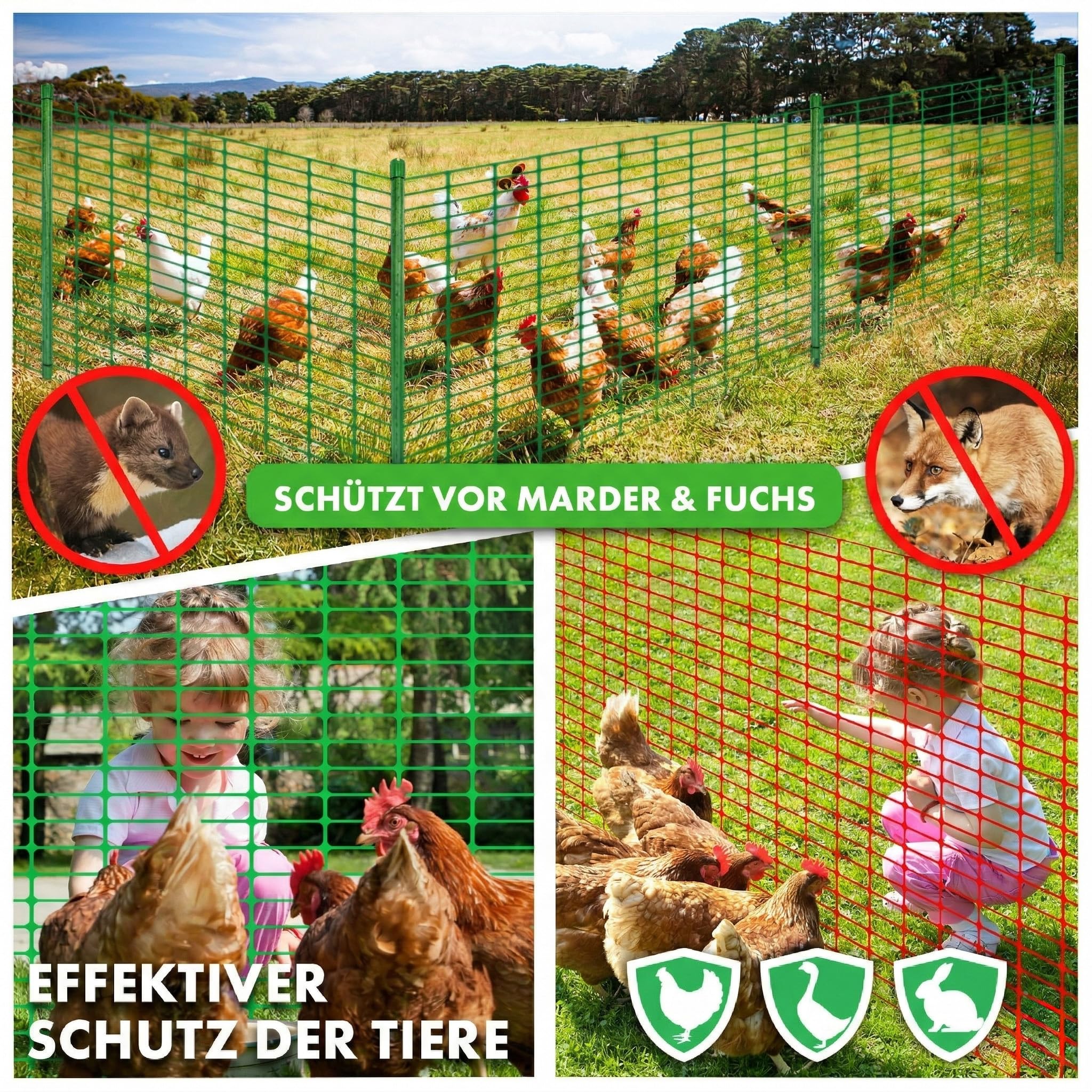 KARAT clôture de signalisation – clôture Mobile avec 20 piquets et Colliers de Serrage – Filet de Chantier et Jardin Chester (Vert, Kit Complet 50 m avec 20 piquets Inclus)
