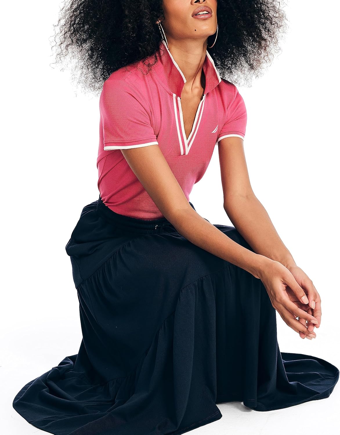 Nautica Women's Sustainably Crafted Split-Neck Ocean Polo - Image 4