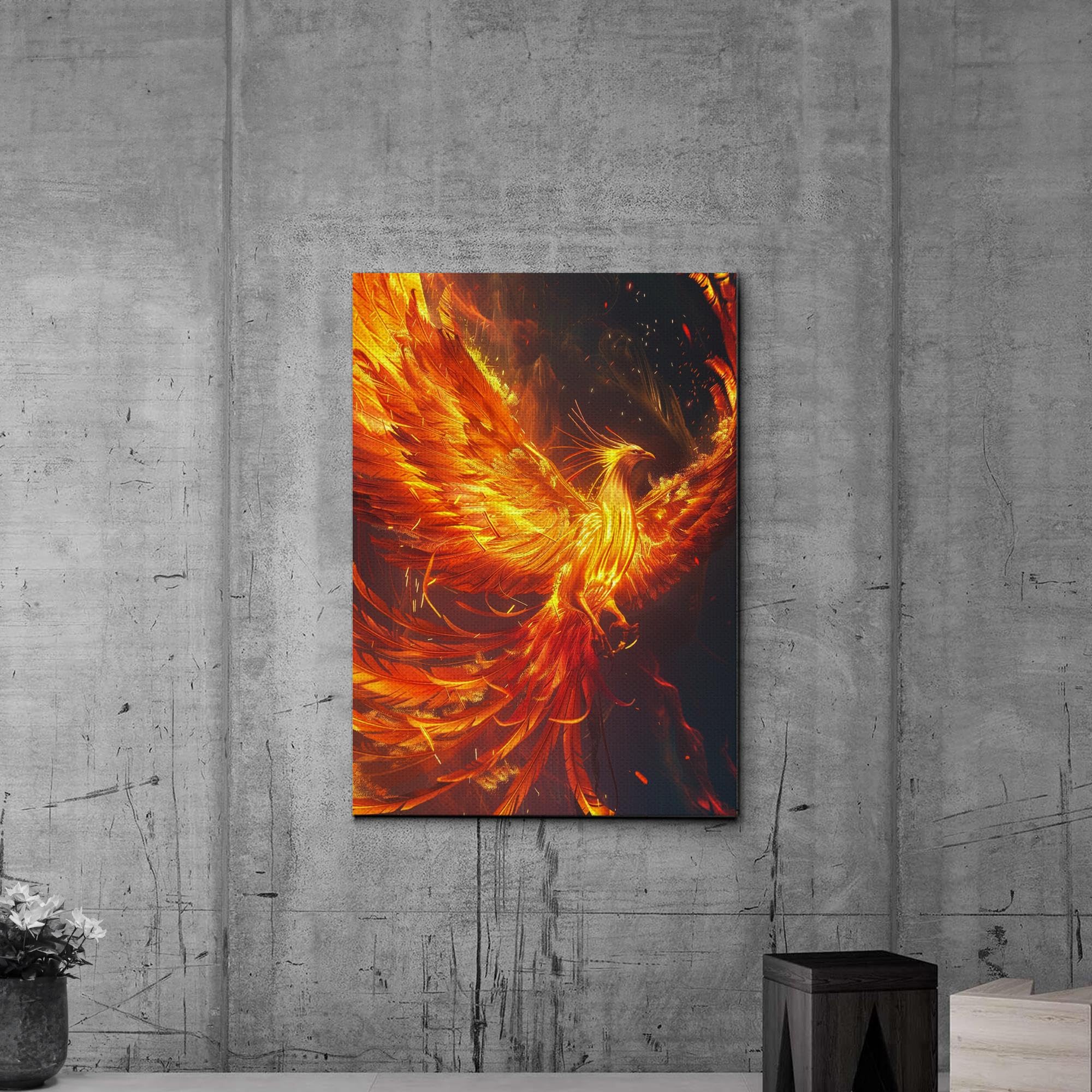 Amazon.com: Phoenix Canvas Art Print, Firework Graffiti Phoenix