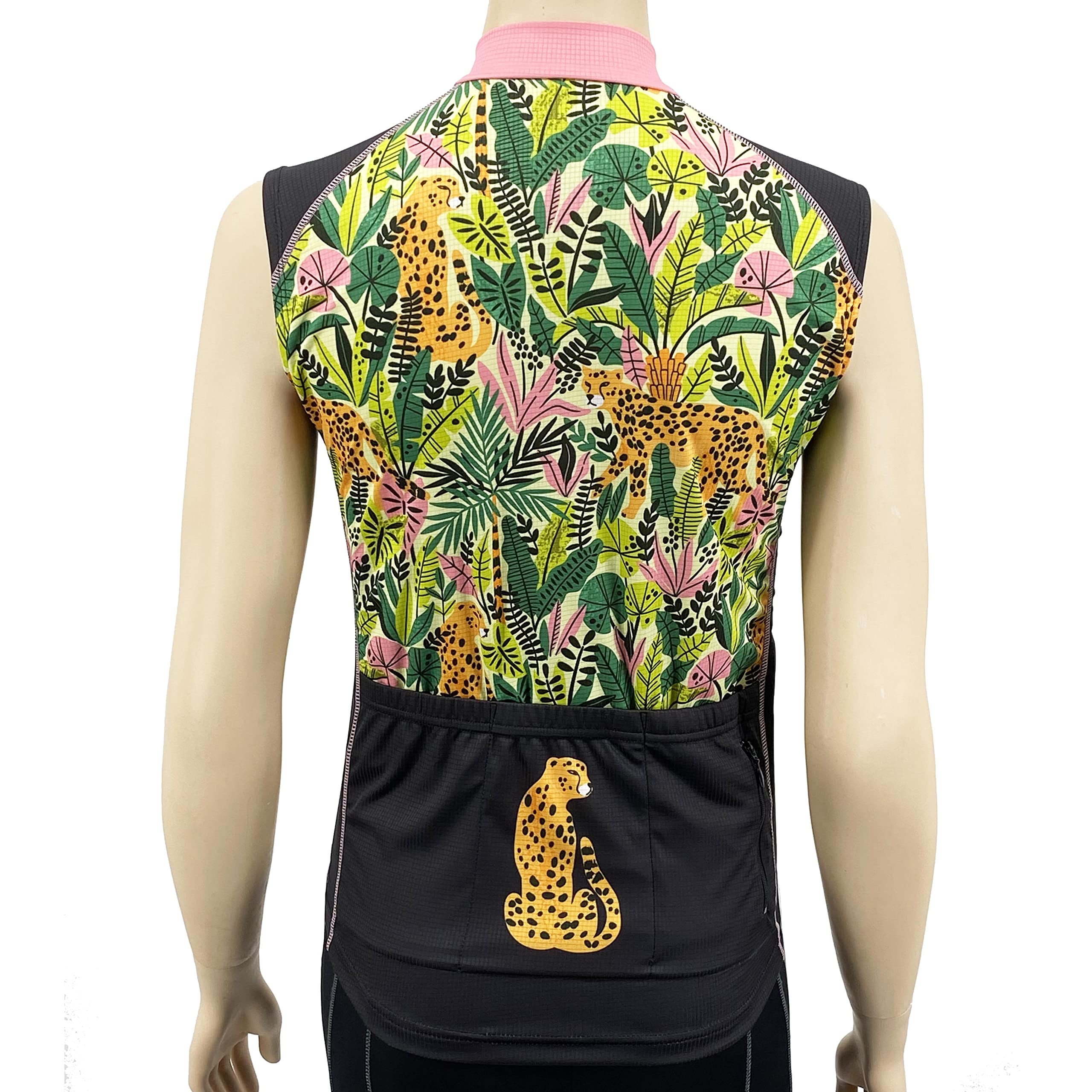Cheetah Women's Cycling Jersey - Sleeveless Bike Shirt for Biking and Road Riding (as1, Alpha, x_l, Regular, Regular) Pink