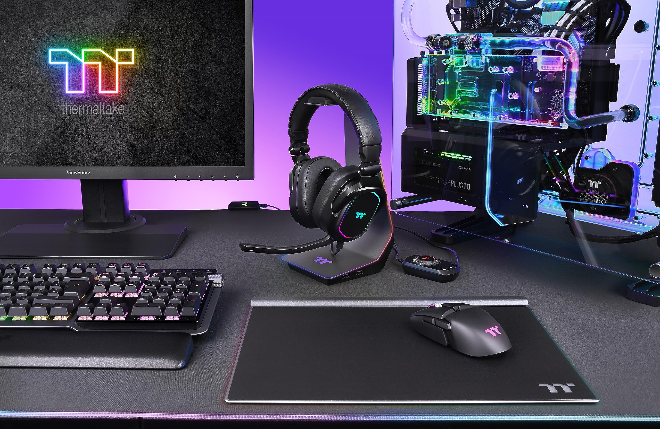 Thermaltake Argent H5 RGB 7.1 Surround Sound Gaming Headset | Micrófono bidireccional | Almohadillas de Espuma viscoelástica | PC/Xbox One/PS4/ Switch/Mobile | Negro