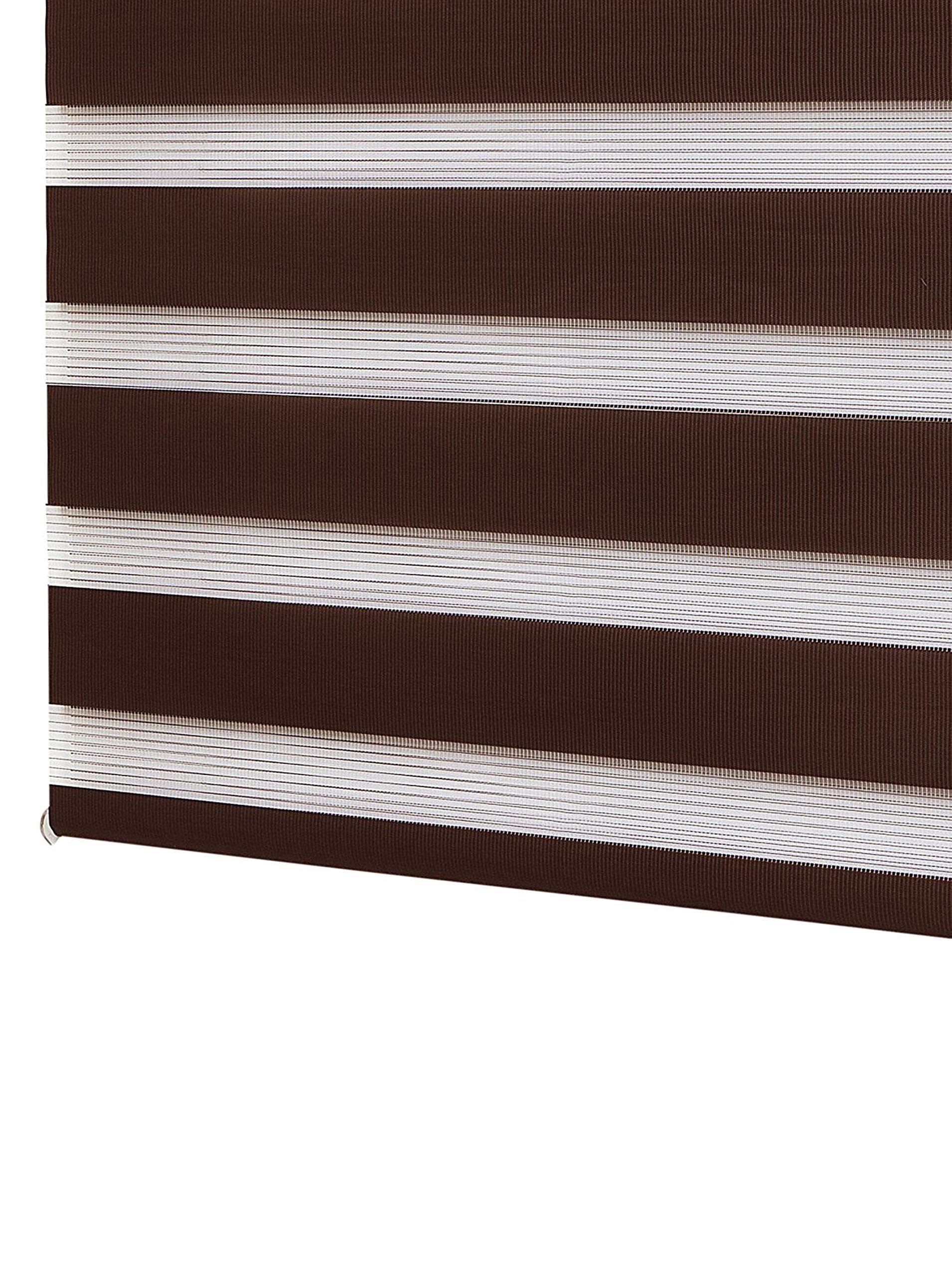 Estoralis Sansa | Estor Enrollable Noche y Día Diseño Moderno | Doble Tejido | Color Marrón | 170 x 180 cm (Ancho/Alto) Tamaño Tela 167 x 175 cm | Estores para Ventanas y Puertas