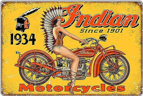 Letrero de metal para motocicleta, pin up de niña, para garaje, divertido, letrero de hojalata, bar, bar, comedor, cafetería, decoración de pared,