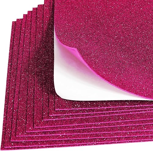 Vista 100 de 10 hojas de espuma con purpurina para manualidades, papel de cartulina A4, papel adhesivo autoadhesivo para construcción de Navidad, álbum de Azul