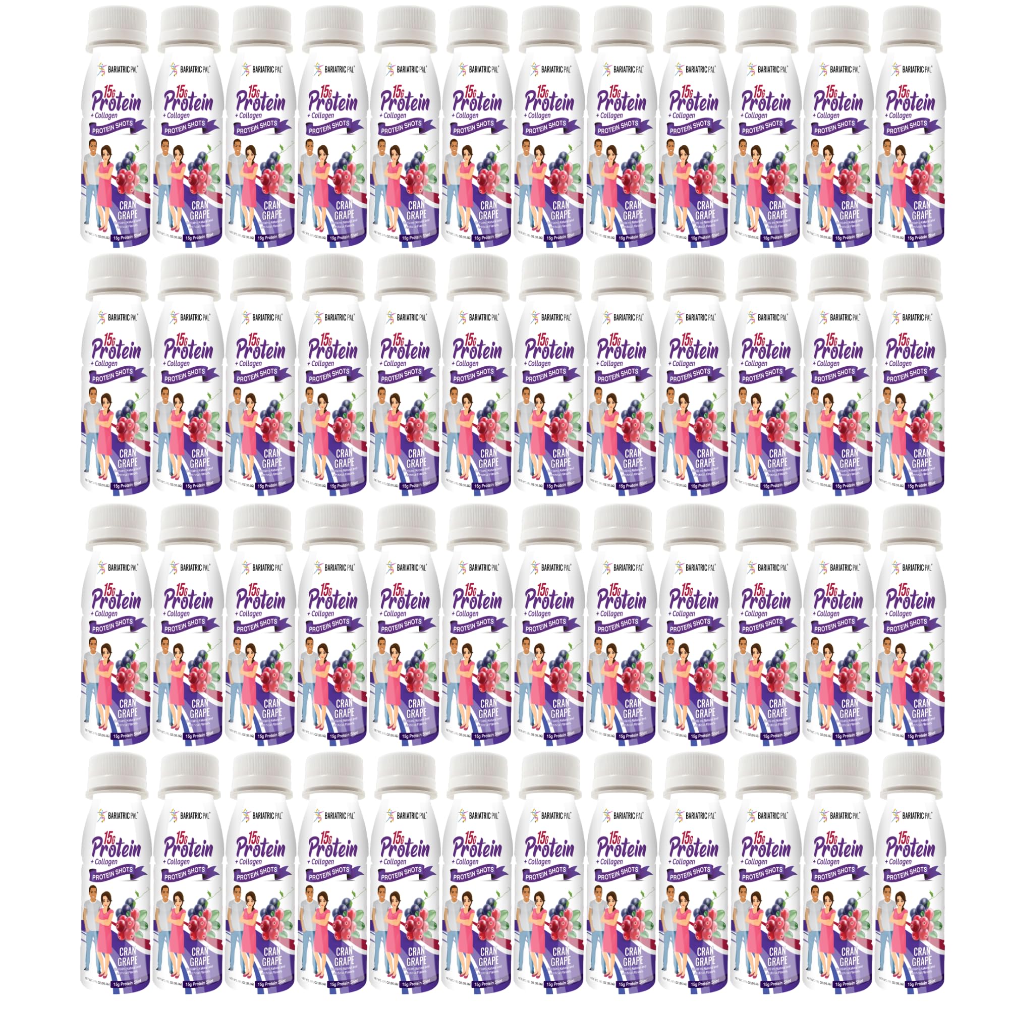 BariatricPal Ready-To-Drink 15g Whey Protein & Collagen Shots - Cran Grape (48 Bottles)