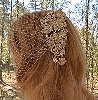 Vista 5 de Bride Wedding Birdcage Veil Short White Lace Bridal Veil with Comb