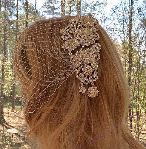 Miniatura 5 de Bride Wedding Birdcage Veil Short White Lace Bridal Veil with Comb