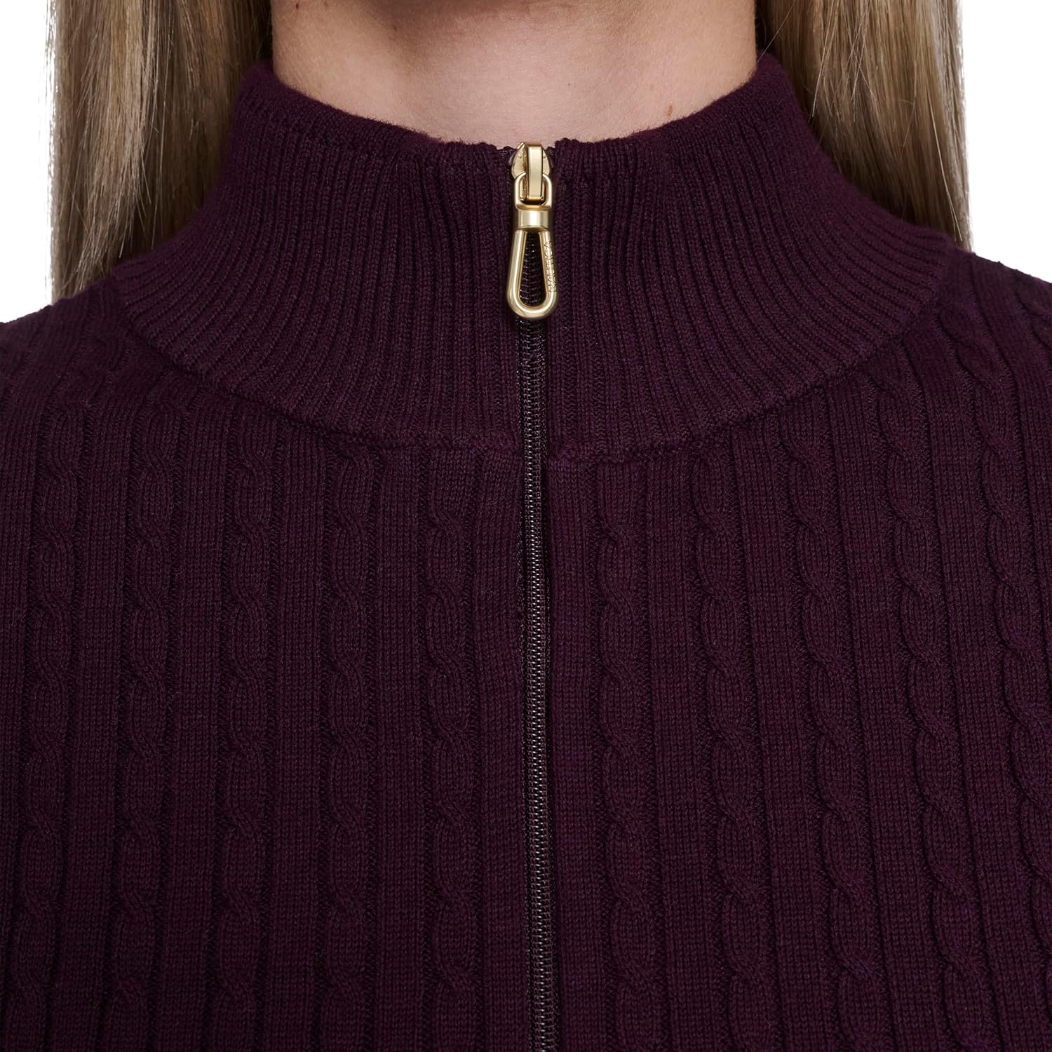 Nautica Womens 1/4 Zip Mockneck Cable Sweater - Image 5